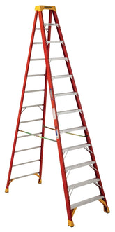 WERNER 6212 Step Ladder, 16 ft Max Reach H, 11-Step, 300 lb, Type IA Duty Rating, 3 in D Step, Fiberglass, Yellow